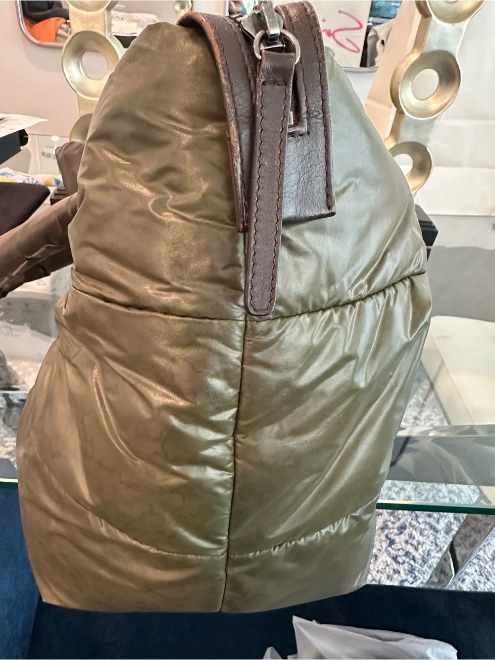 CHANEL Olive Green Cocoon Nylon Tote Bag